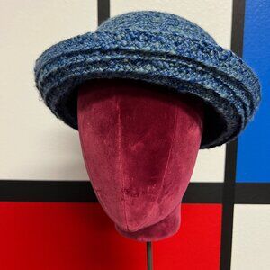 Vintage 90s Y2K Grunge Boho Hippie Round Wool Blend Blue Betmar Hat